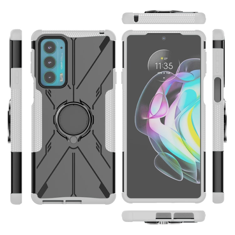 For Motorola Moto Edge 20 Armor Bear Shockproof PC + TPU Protective Phone Case with Ring Holder