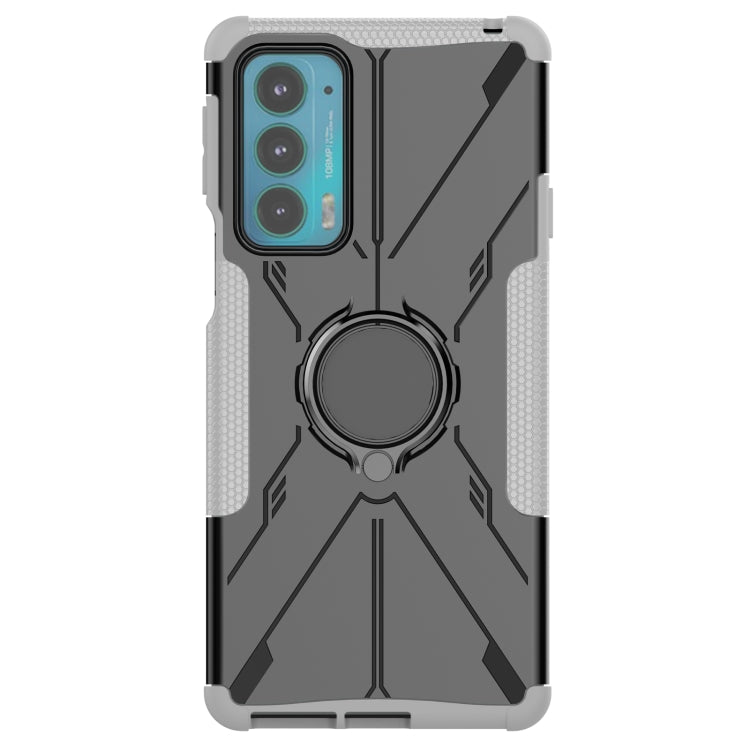 For Motorola Moto Edge 20 Armor Bear Shockproof PC + TPU Protective Phone Case with Ring Holder