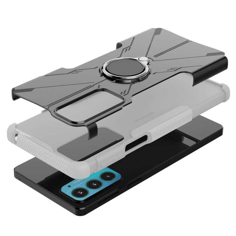 For Motorola Moto Edge 20 Armor Bear Shockproof PC + TPU Protective Phone Case with Ring Holder