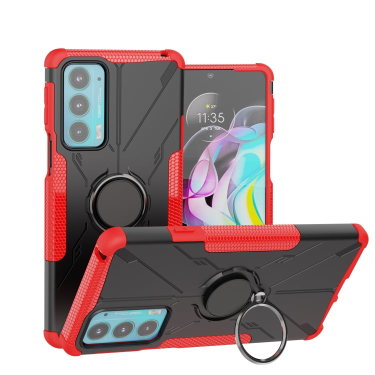 For Motorola Moto Edge 20 Armor Bear Shockproof PC + TPU Protective Phone Case with Ring Holder