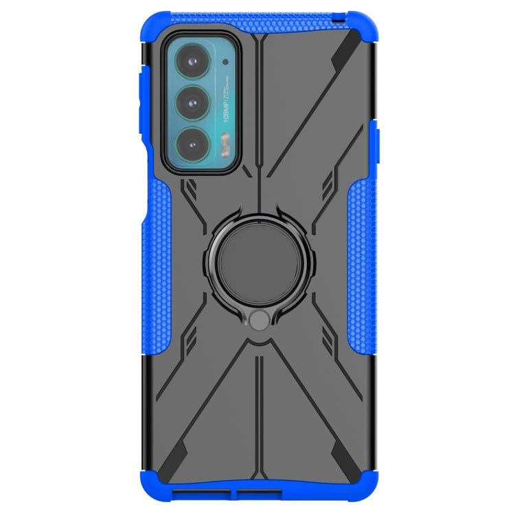 For Motorola Moto Edge 20 Armor Bear Shockproof PC + TPU Protective Phone Case with Ring Holder