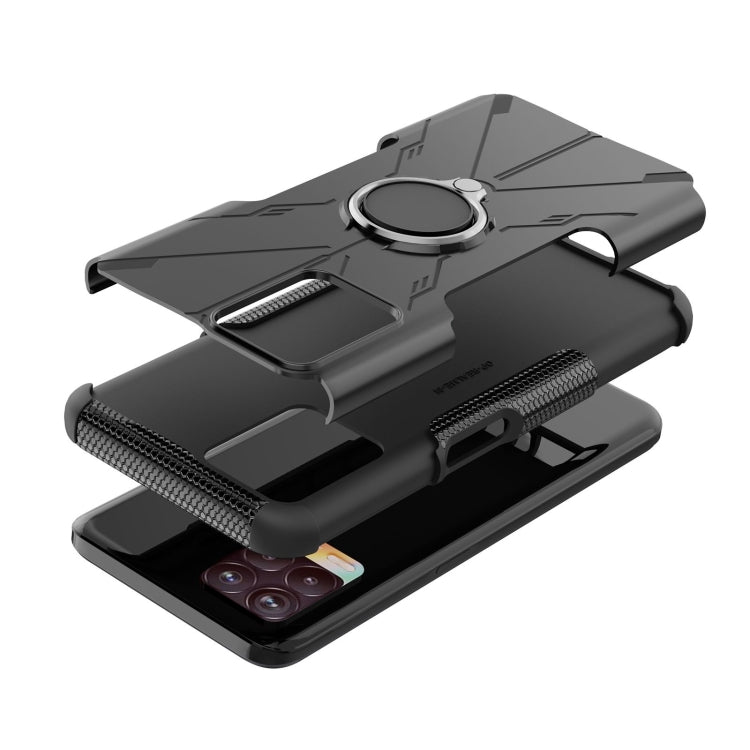 For OPPO Realme 8i Armor Bear Shockproof PC + TPU Protective Phone Case with Ring Holder