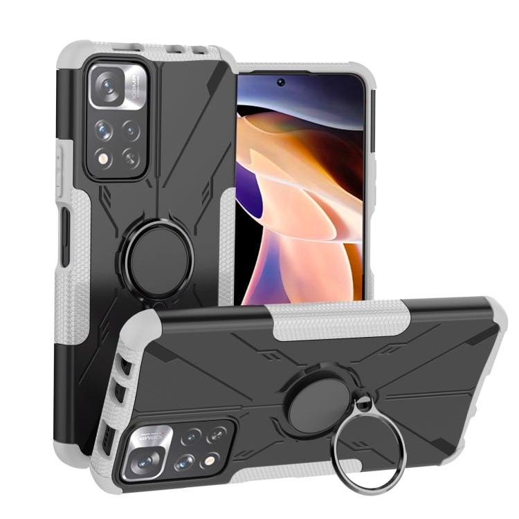For Xiaomi Redmi Note 11 Pro Armor Bear Shockproof PC + TPU Protective Phone Case with Ring Holder