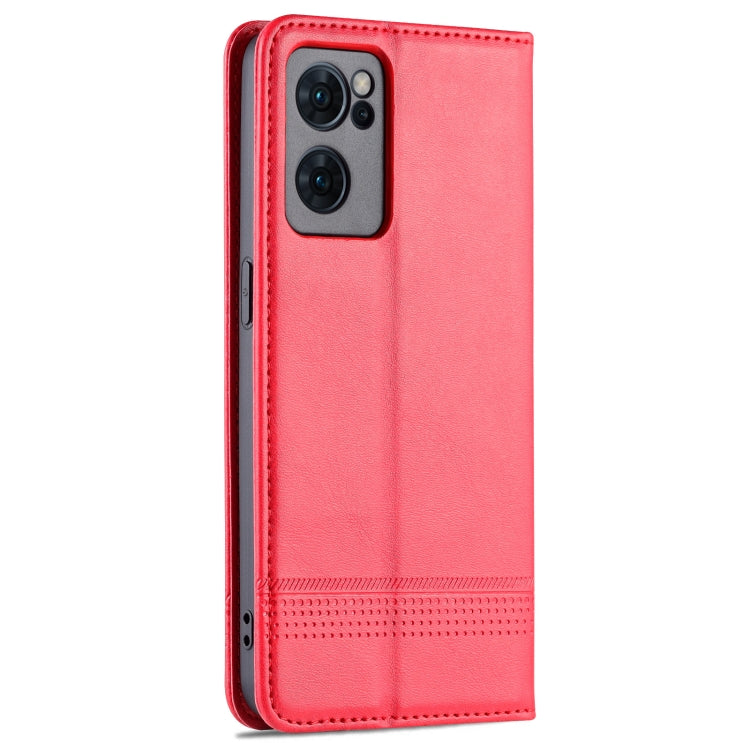 For OPPO Reno7 AZNS Magnetic Calf Texture Horizontal Flip Leather Phone Case