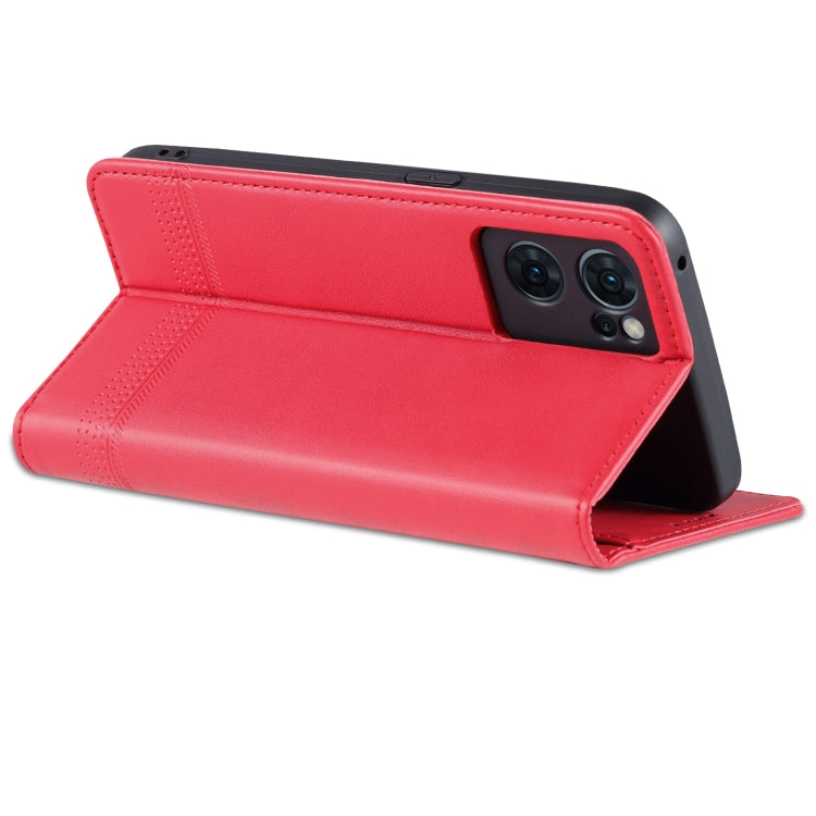 For OPPO Reno7 AZNS Magnetic Calf Texture Horizontal Flip Leather Phone Case
