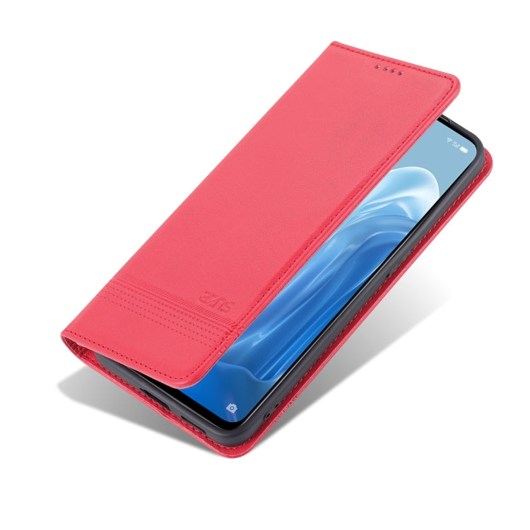 For OPPO Reno7 AZNS Magnetic Calf Texture Horizontal Flip Leather Phone Case