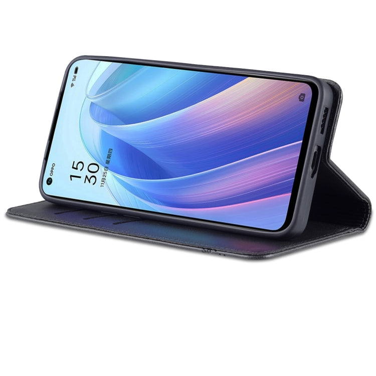For OPPO Reno7 AZNS Magnetic Calf Texture Horizontal Flip Leather Phone Case