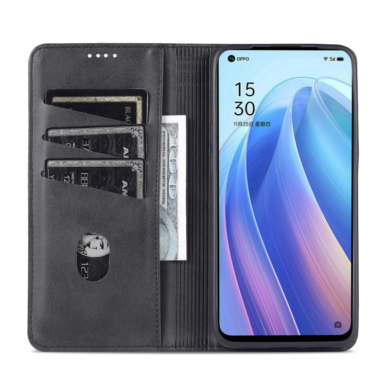 For OPPO Reno7 AZNS Magnetic Calf Texture Horizontal Flip Leather Phone Case