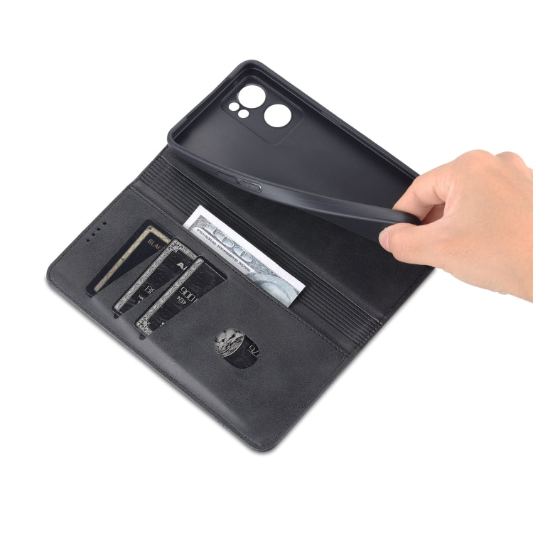 For OPPO Reno7 AZNS Magnetic Calf Texture Horizontal Flip Leather Phone Case