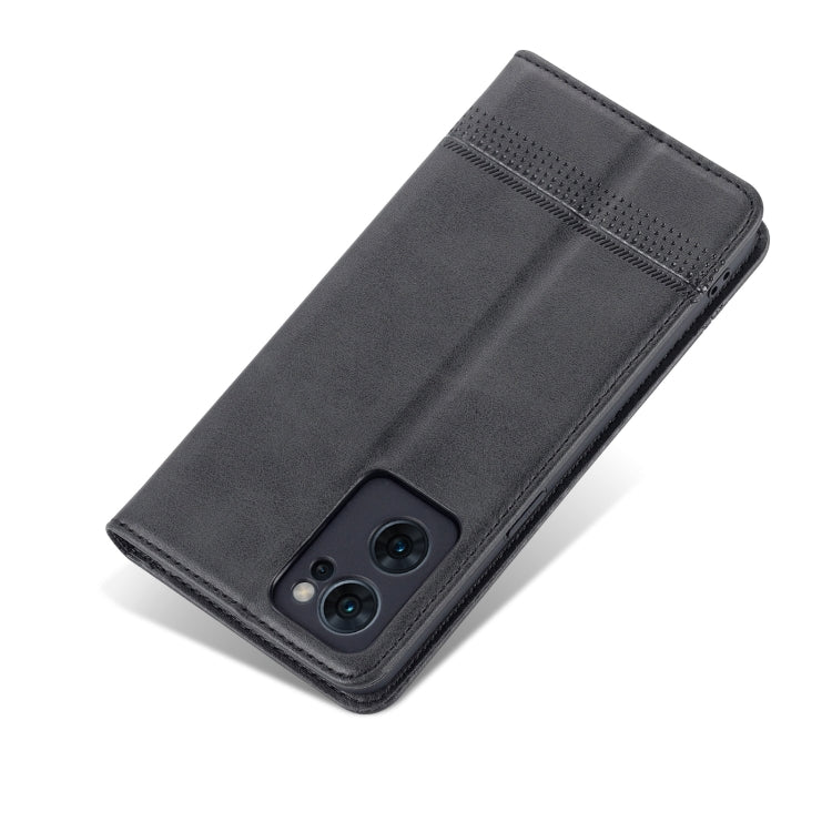 For OPPO Reno7 AZNS Magnetic Calf Texture Horizontal Flip Leather Phone Case