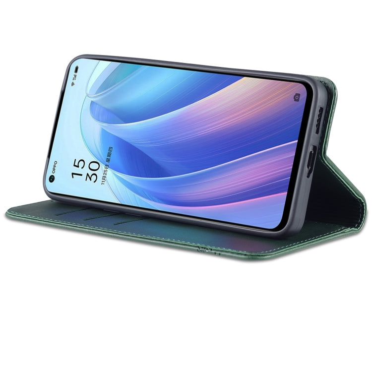 For OPPO Reno7 AZNS Magnetic Calf Texture Horizontal Flip Leather Phone Case