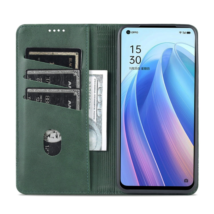 For OPPO Reno7 AZNS Magnetic Calf Texture Horizontal Flip Leather Phone Case