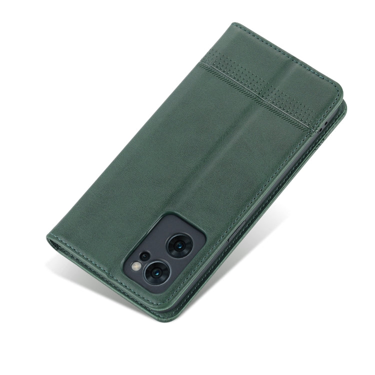For OPPO Reno7 AZNS Magnetic Calf Texture Horizontal Flip Leather Phone Case