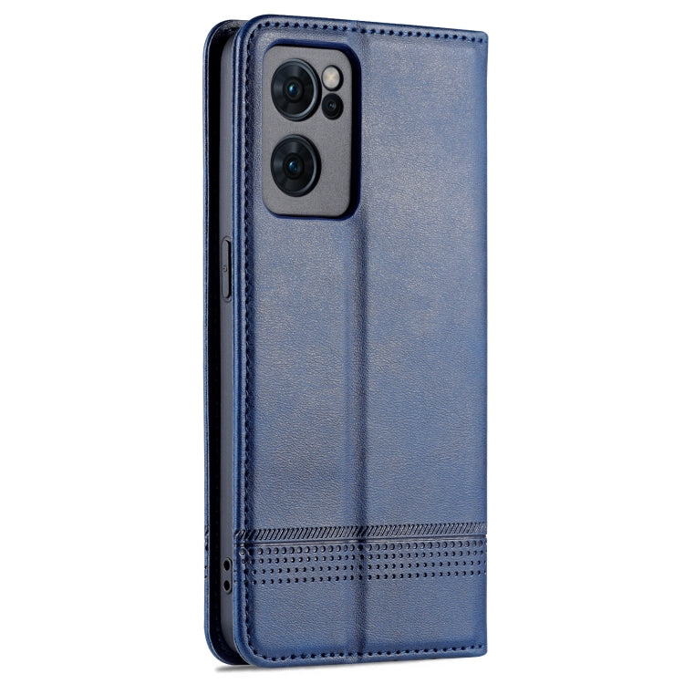 For OPPO Reno7 AZNS Magnetic Calf Texture Horizontal Flip Leather Phone Case