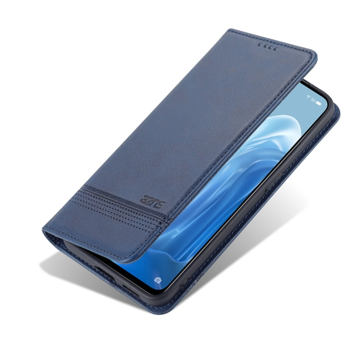 For OPPO Reno7 AZNS Magnetic Calf Texture Horizontal Flip Leather Phone Case