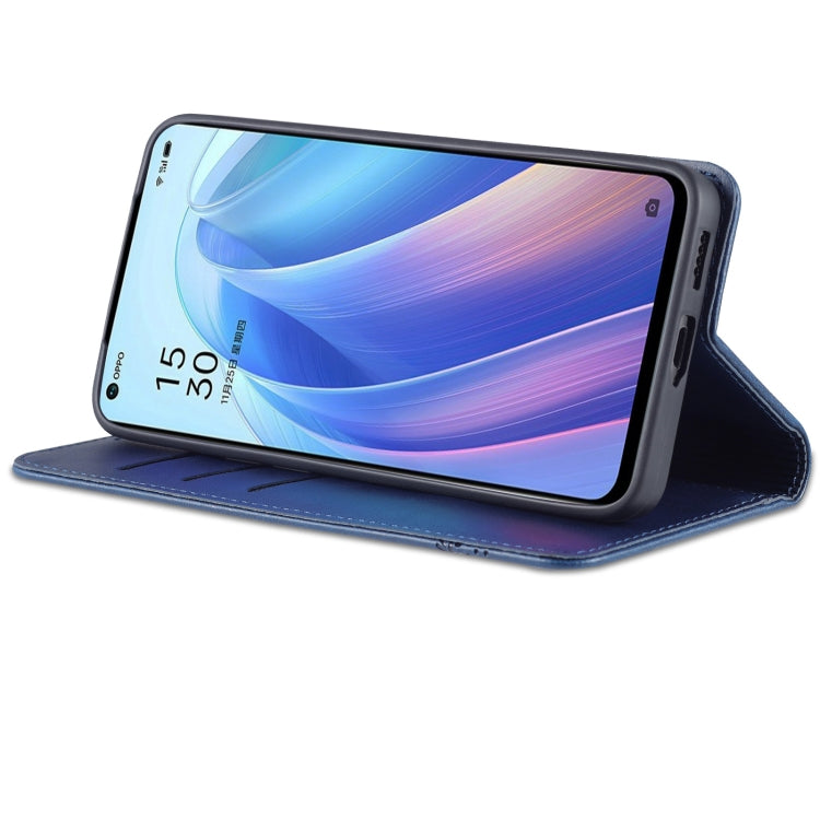 For OPPO Reno7 AZNS Magnetic Calf Texture Horizontal Flip Leather Phone Case