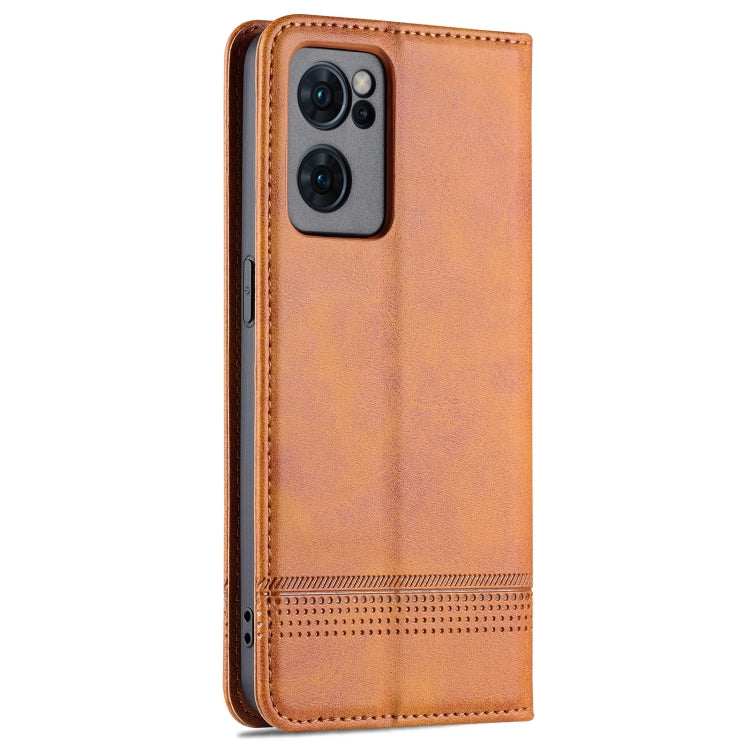 For OPPO Reno7 AZNS Magnetic Calf Texture Horizontal Flip Leather Phone Case