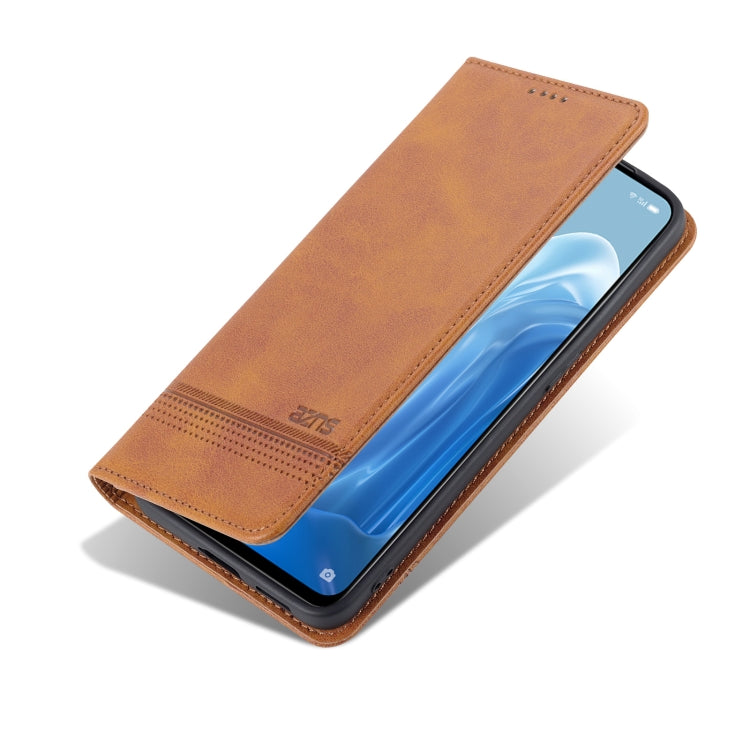 For OPPO Reno7 AZNS Magnetic Calf Texture Horizontal Flip Leather Phone Case