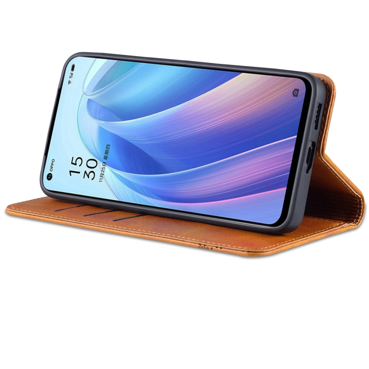 For OPPO Reno7 AZNS Magnetic Calf Texture Horizontal Flip Leather Phone Case
