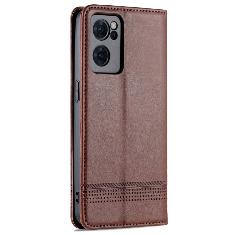 For OPPO Reno7 AZNS Magnetic Calf Texture Horizontal Flip Leather Phone Case