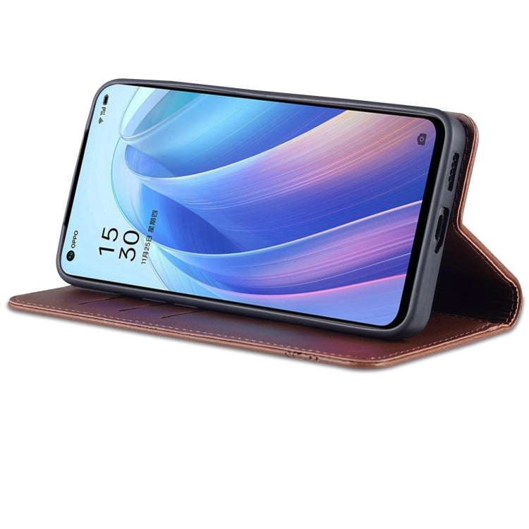 For OPPO Reno7 AZNS Magnetic Calf Texture Horizontal Flip Leather Phone Case