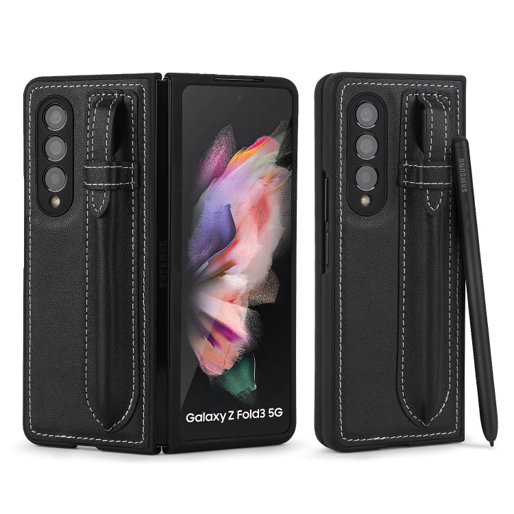 For Samsung Galaxy Z Fold3 5G Top Layer Leather Back Cover Folding Leather Phone Case