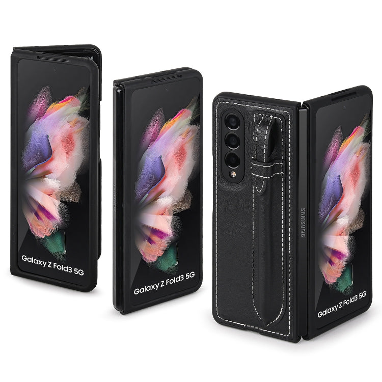 For Samsung Galaxy Z Fold3 5G Top Layer Leather Back Cover Folding Leather Phone Case