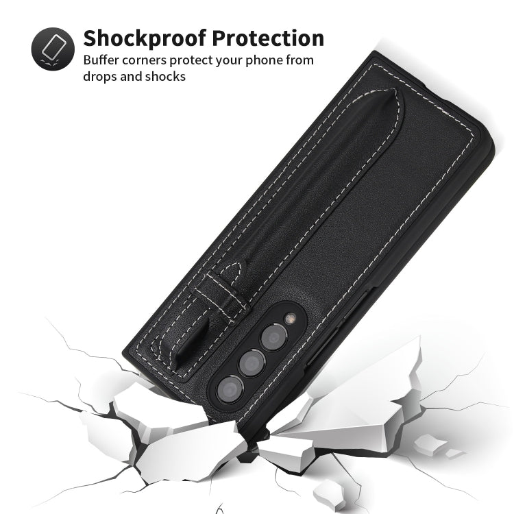 For Samsung Galaxy Z Fold3 5G Top Layer Leather Back Cover Folding Leather Phone Case
