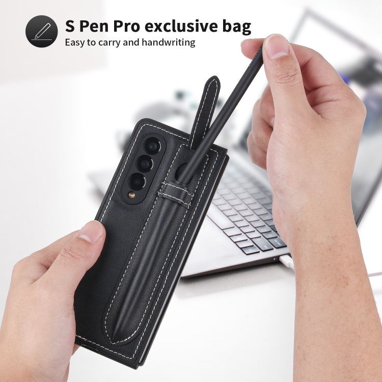 For Samsung Galaxy Z Fold3 5G Top Layer Leather Back Cover Folding Leather Phone Case