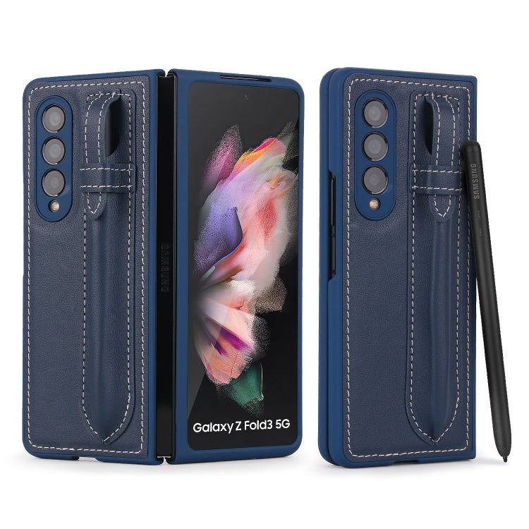 For Samsung Galaxy Z Fold3 5G Top Layer Leather Back Cover Folding Leather Phone Case
