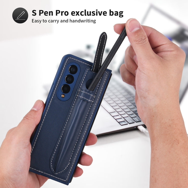 For Samsung Galaxy Z Fold3 5G Top Layer Leather Back Cover Folding Leather Phone Case