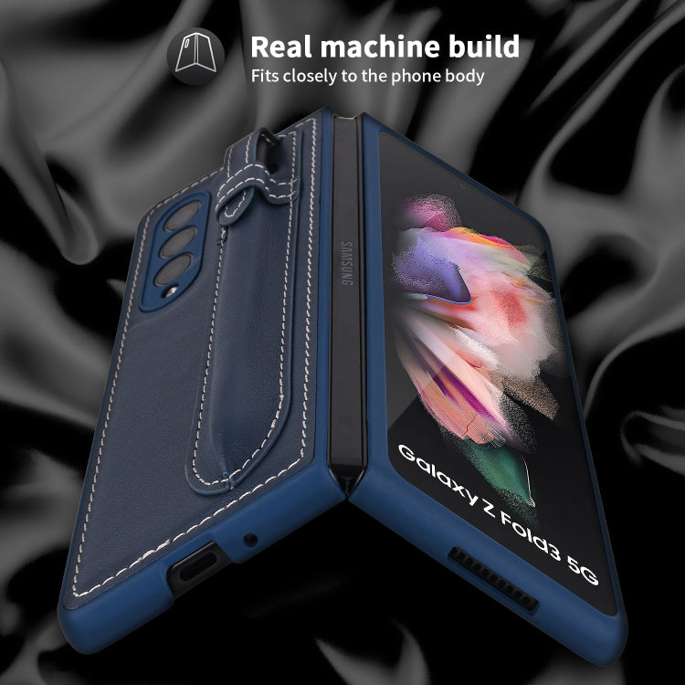 For Samsung Galaxy Z Fold3 5G Top Layer Leather Back Cover Folding Leather Phone Case