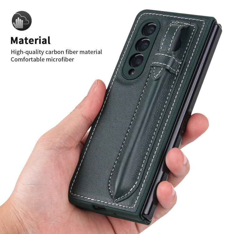For Samsung Galaxy Z Fold3 5G Top Layer Leather Back Cover Folding Leather Phone Case
