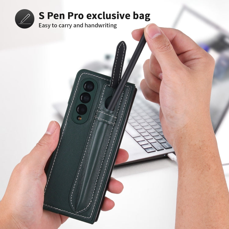 For Samsung Galaxy Z Fold3 5G Top Layer Leather Back Cover Folding Leather Phone Case