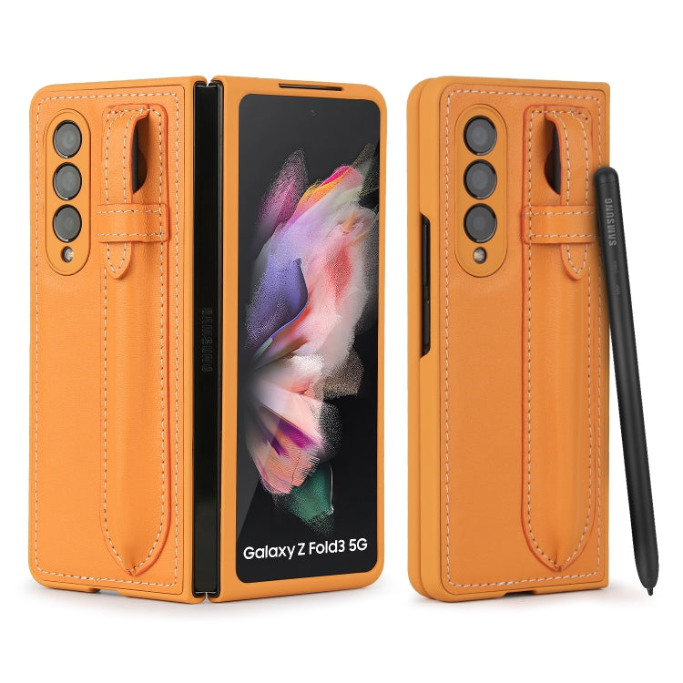 For Samsung Galaxy Z Fold3 5G Top Layer Leather Back Cover Folding Leather Phone Case