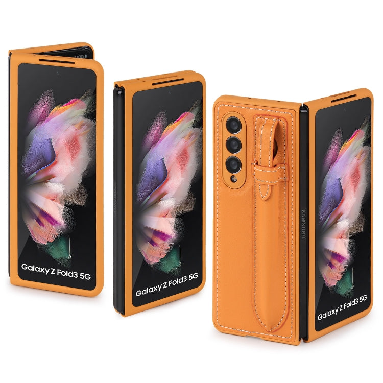 For Samsung Galaxy Z Fold3 5G Top Layer Leather Back Cover Folding Leather Phone Case