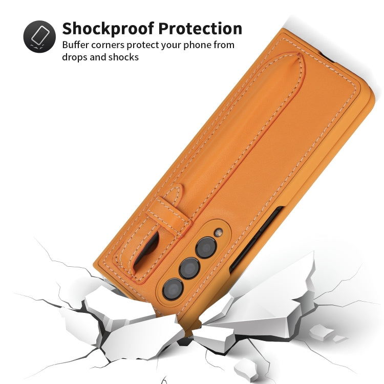For Samsung Galaxy Z Fold3 5G Top Layer Leather Back Cover Folding Leather Phone Case