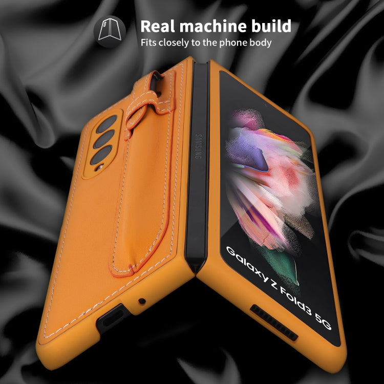 For Samsung Galaxy Z Fold3 5G Top Layer Leather Back Cover Folding Leather Phone Case
