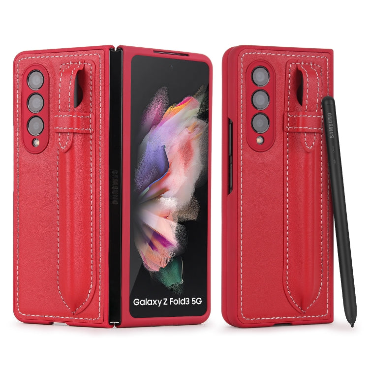 For Samsung Galaxy Z Fold3 5G Top Layer Leather Back Cover Folding Leather Phone Case