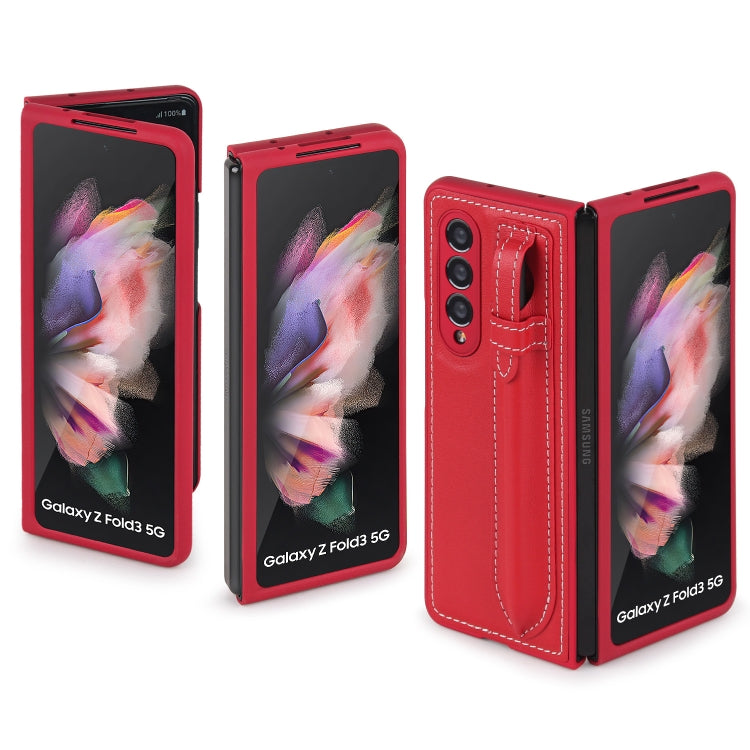 For Samsung Galaxy Z Fold3 5G Top Layer Leather Back Cover Folding Leather Phone Case