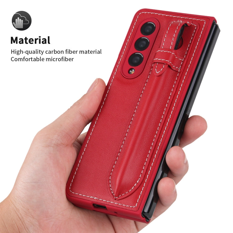 For Samsung Galaxy Z Fold3 5G Top Layer Leather Back Cover Folding Leather Phone Case