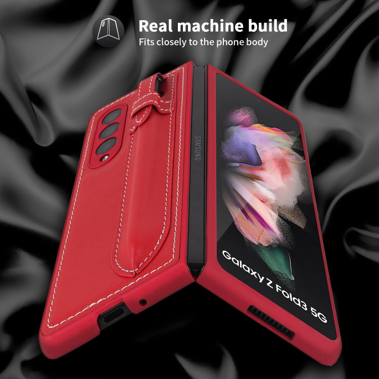For Samsung Galaxy Z Fold3 5G Top Layer Leather Back Cover Folding Leather Phone Case
