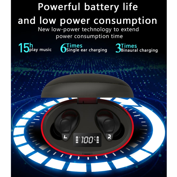 HAMTOD A1 TWS IPX4 Waterproof Bluetooth 5.0 Smart Bluetooth Earphone with Digital Display & Charging Box, Support Siri & HD Call(Black)