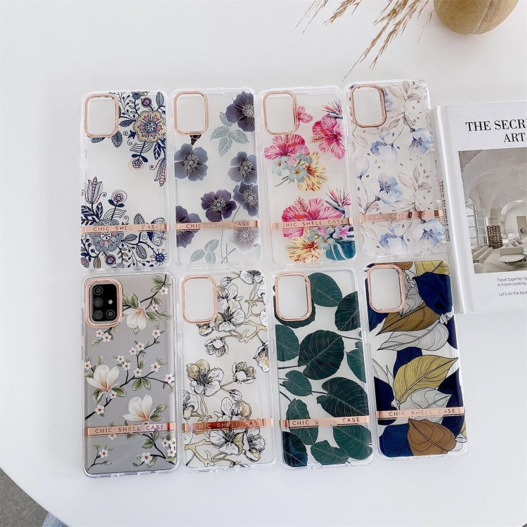For Samsung Galaxy Note20 Translucent Plating Flower Phone Case