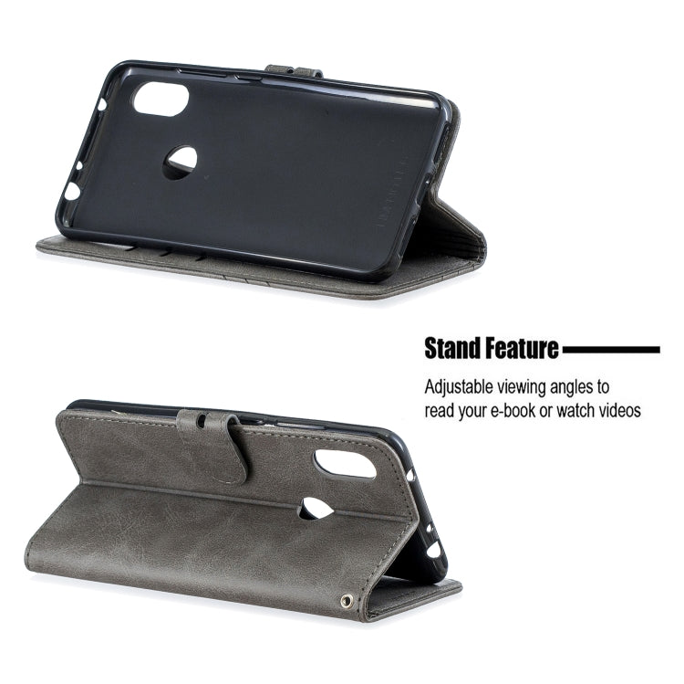 For Xiaomi Redmi Note 6 Stitching Style 2-Color Cow Texture Horizontal Flip PU Leather Case with Holder & Card Slot & Lanyard