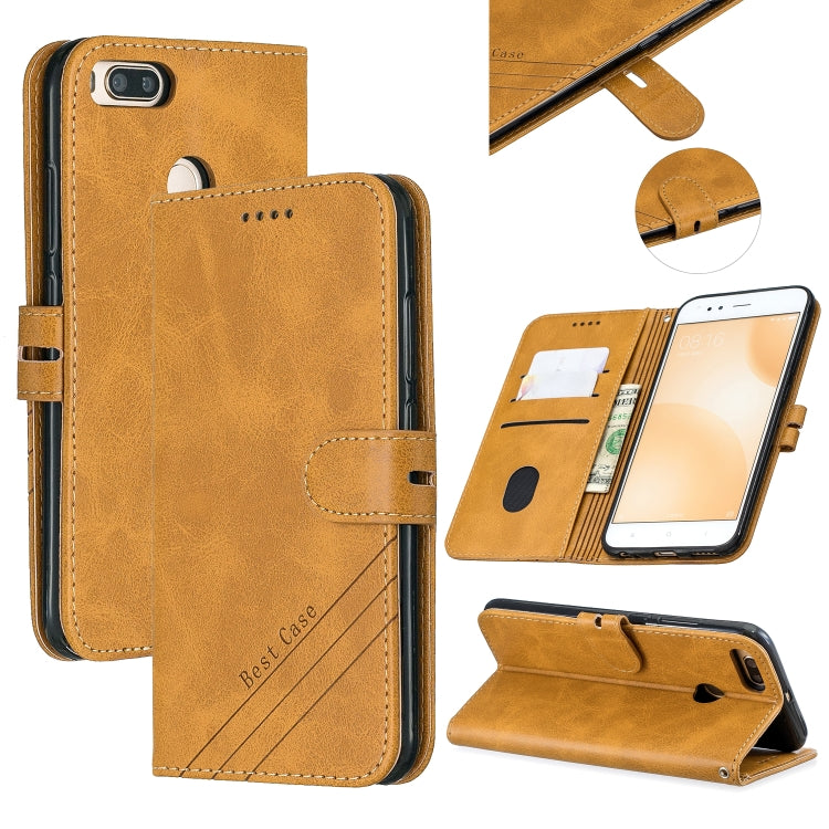 For Xiaomi Mi 5X Stitching Style 2-Color Cow Texture Horizontal Flip PU Leather Case with Holder & Card Slot & Lanyard