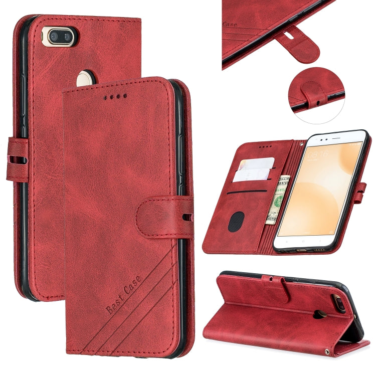 For Xiaomi Mi 5X Stitching Style 2-Color Cow Texture Horizontal Flip PU Leather Case with Holder & Card Slot & Lanyard