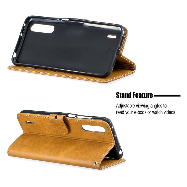 For Xiaomi Mi CC9e Stitching Style 2-Color Cow Texture Horizontal Flip PU Leather Case with Holder & Card Slot & Lanyard