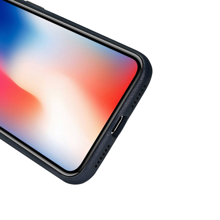 For iPhone X / XS Lambskin Texture Metal Button Four-Corner Full Coverage PC + Metal + PU