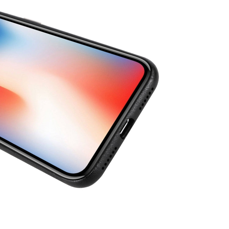 For iPhone XS Max Lambskin Texture Metal Button Four-Corner Full Coverage PC + Metal + PU